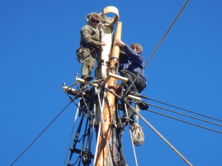 sending-up-main-tgallant-mast- on Picton Castle